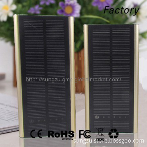 2014 dual usb solar power bank for mobile phone battery charger